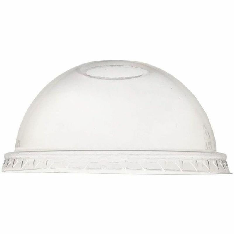 Image Couvercle en dôme transparent compostable en PLA avec trou