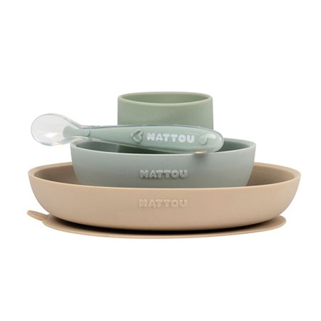 Dinner set 4 pieces - sand / green