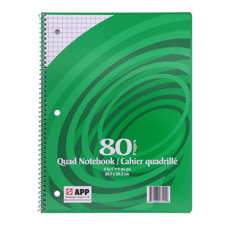 CAHIER QUADRILLÉ 4 CARRÉS AU POUCE